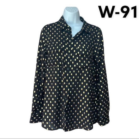Who What Wear Black Gold Dot Top NWT - Picture 1 of 7
